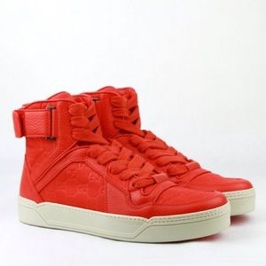 SOLD!!! New Gucci Guccissima Orange White High Top Shoes